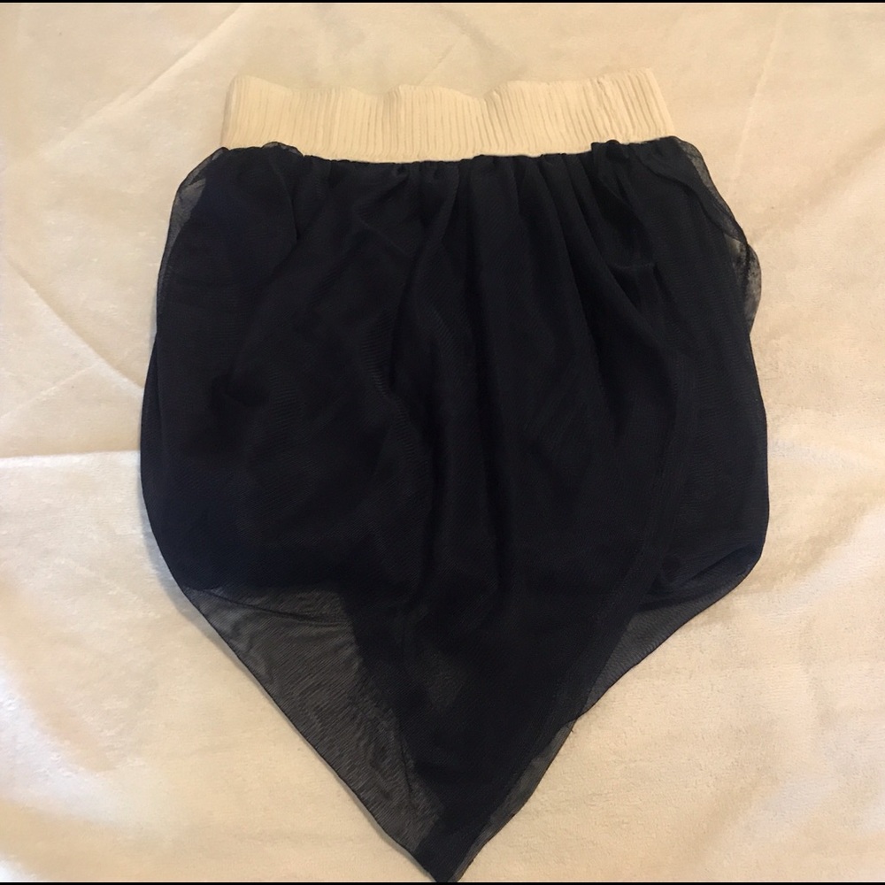 Rare London Navy Mesh Drape Skirt